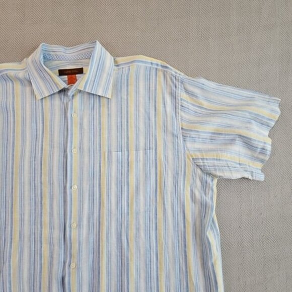 Nyne New You New Energy Shirt Men's 1X Big Short Sleeve Blue Yellow Stripe - Picture 5 of 15